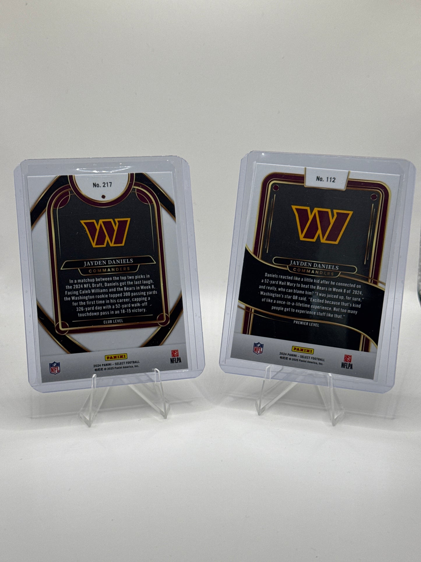 Jayden Daniels Rookie #217 Club Level and #112 Premier Level