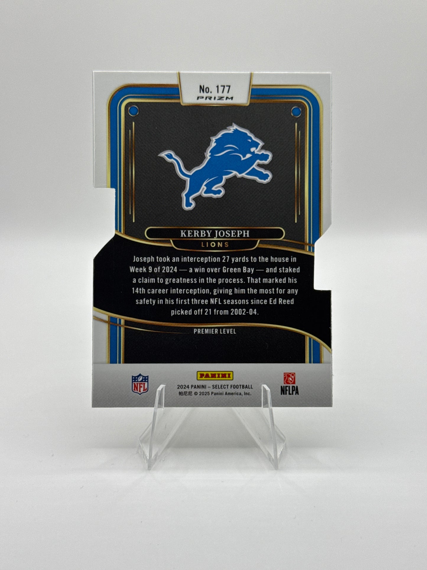 Kerby Joseph #177 Silver Prizm Die-Cut Premier Level 2024 Panini - Select Football