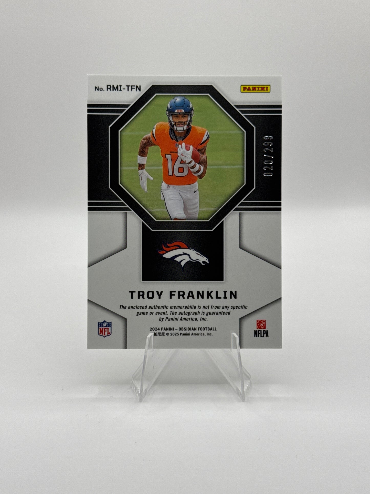 Troy Franklin (Rookie) #RMI-TFN Dual Patch Auto 020/299