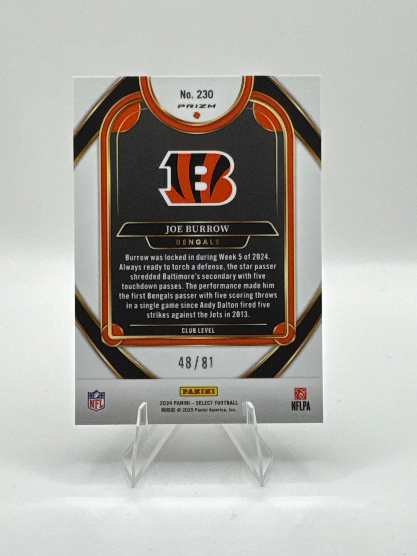 Joe Burrow #206 Dragon Scale CASE HIT 48/81 Club Level 2024 Panini - Select Football