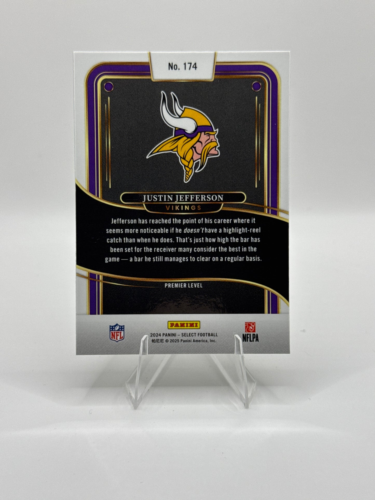 Justin Jefferson #174 Premier Level 2024 Panini - Select Football