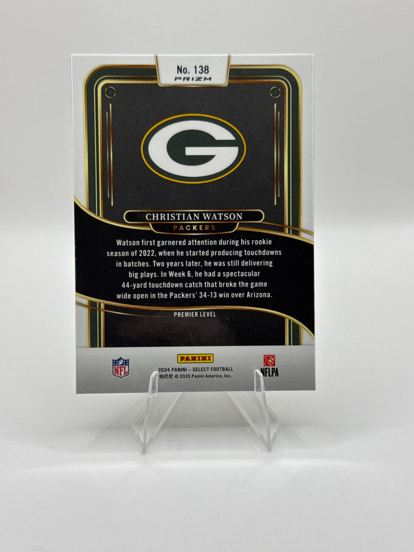 Christian Watson #138 Green Yellow Prizm Shock Premier Level - Color Match!