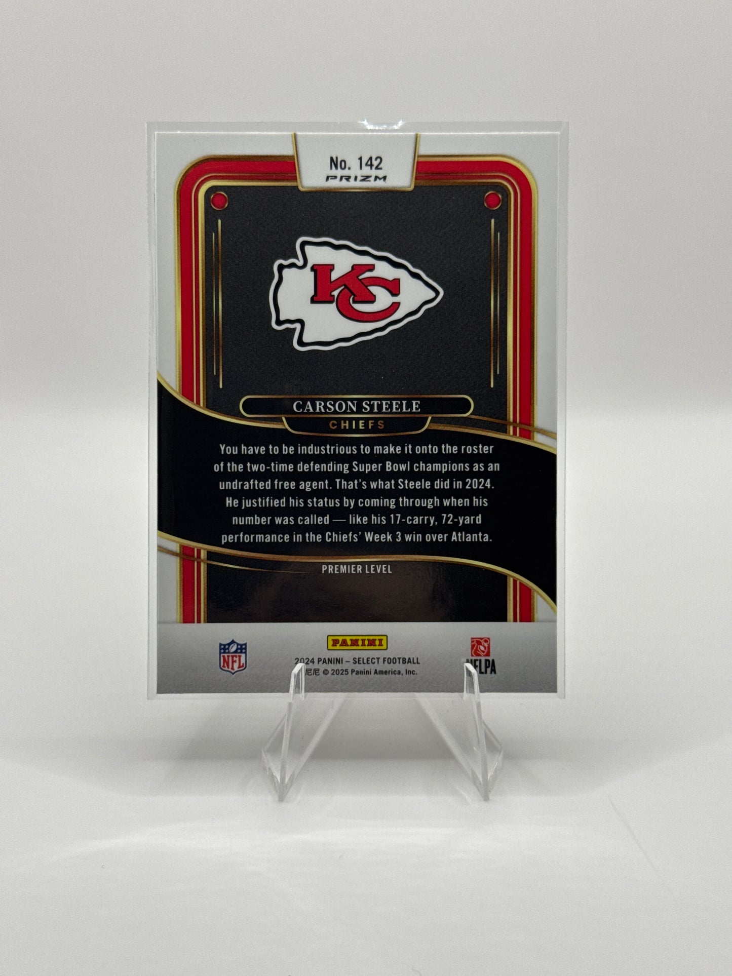 Carson Steele (Rookie) #142 Red Black Prizm Shock Premier Level - Color Match!