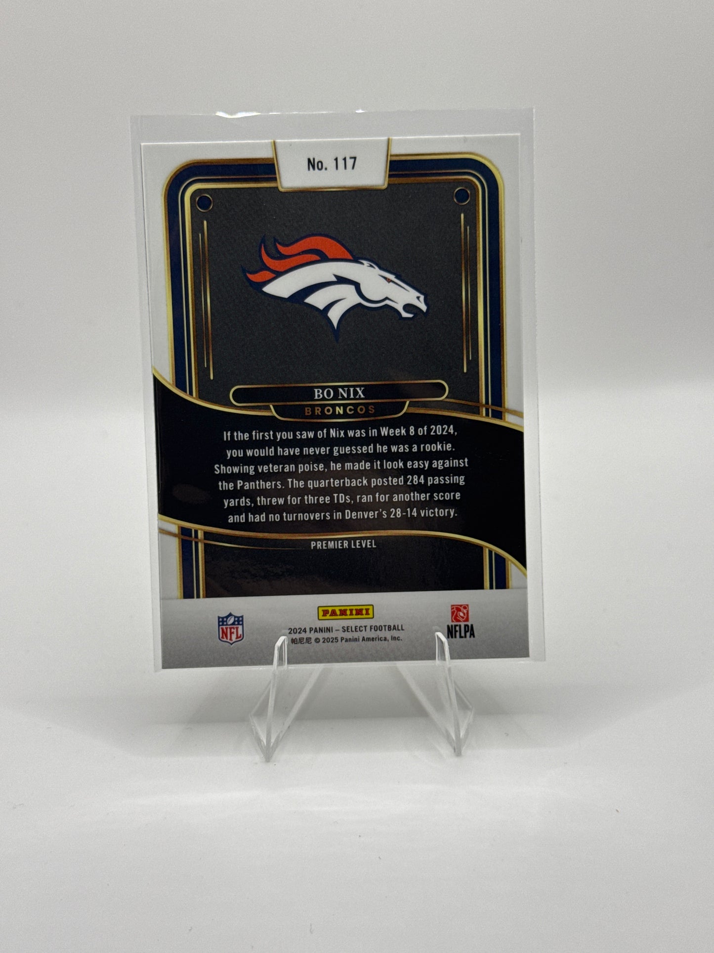 Bo Nix #117 Premier Level 2024 Panini - Select Football