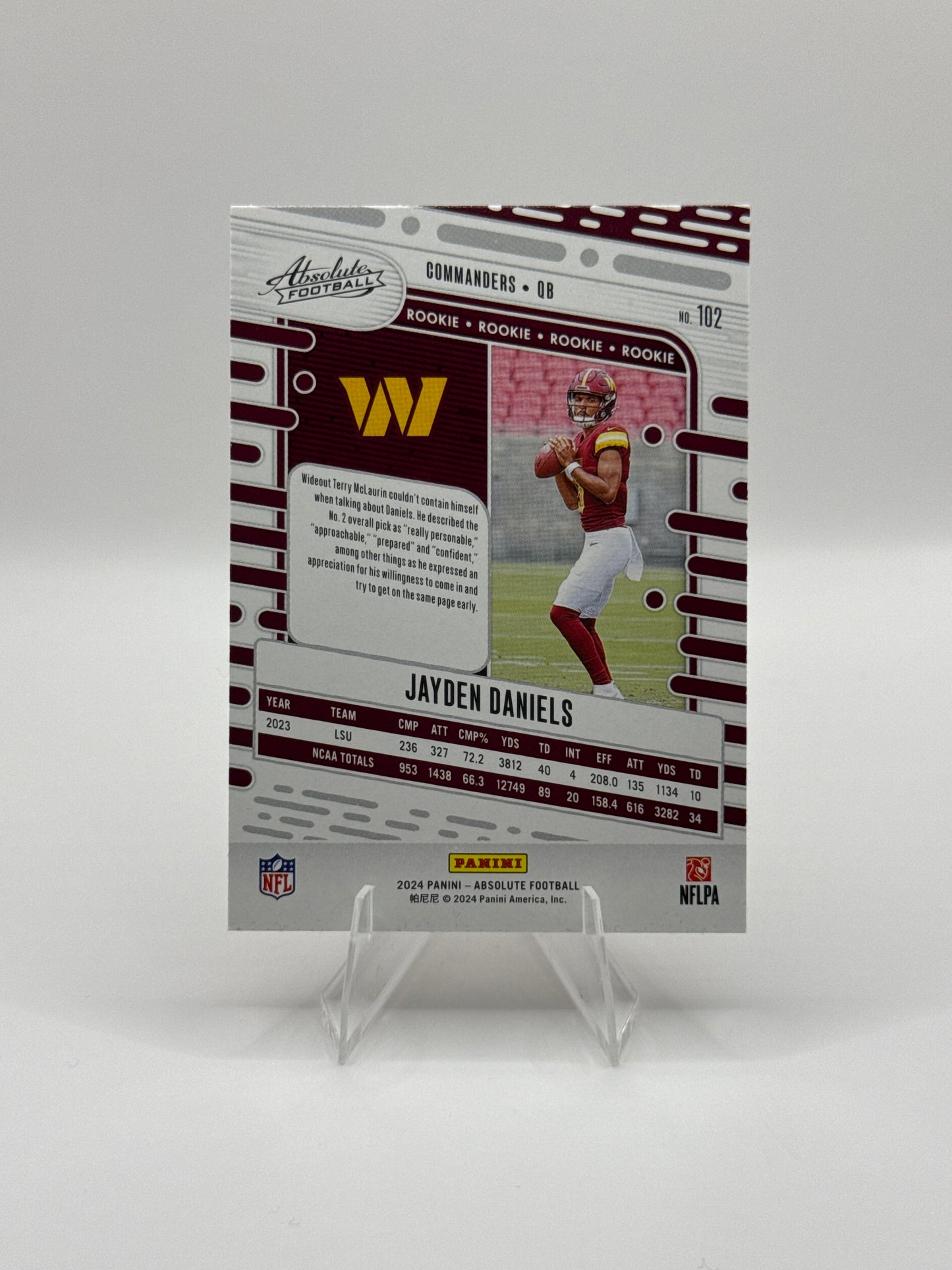 Jayden Daniels (Rookie) #102 Red Blue Foil 2024 Panini - Absolute Football