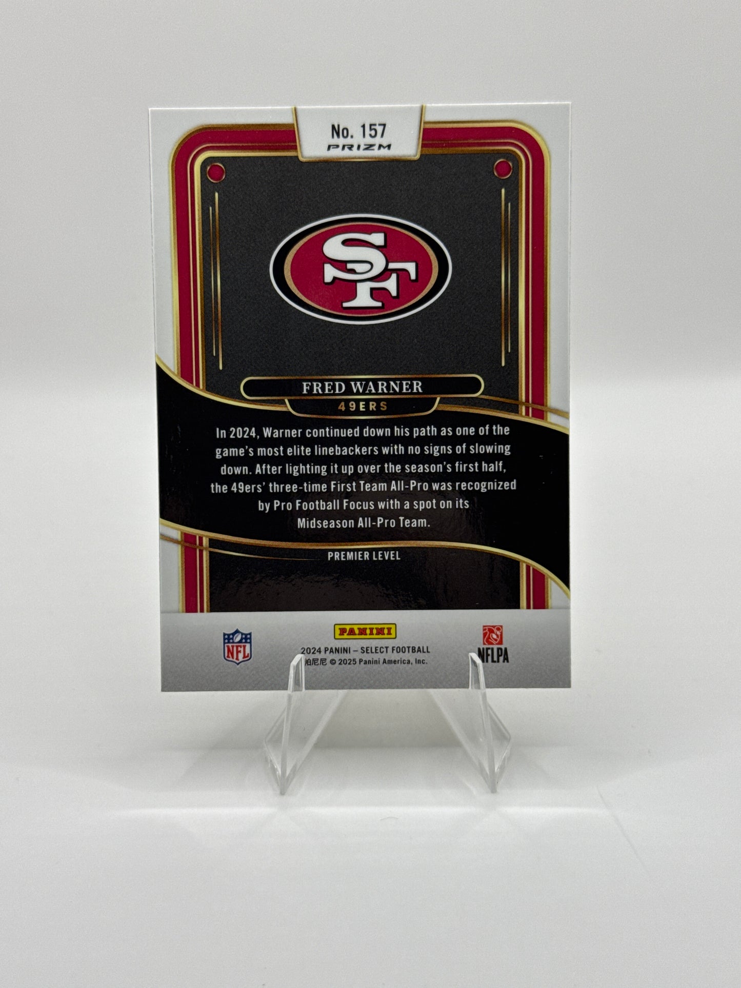 Fred Warner #157 Red Yellow Prizm Shock Premier Level 2024 Panini - Select Football