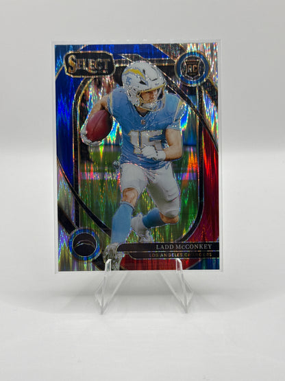 Ladd McConkey (Rookie) #268 Red Blue Prizm Shock Club Level