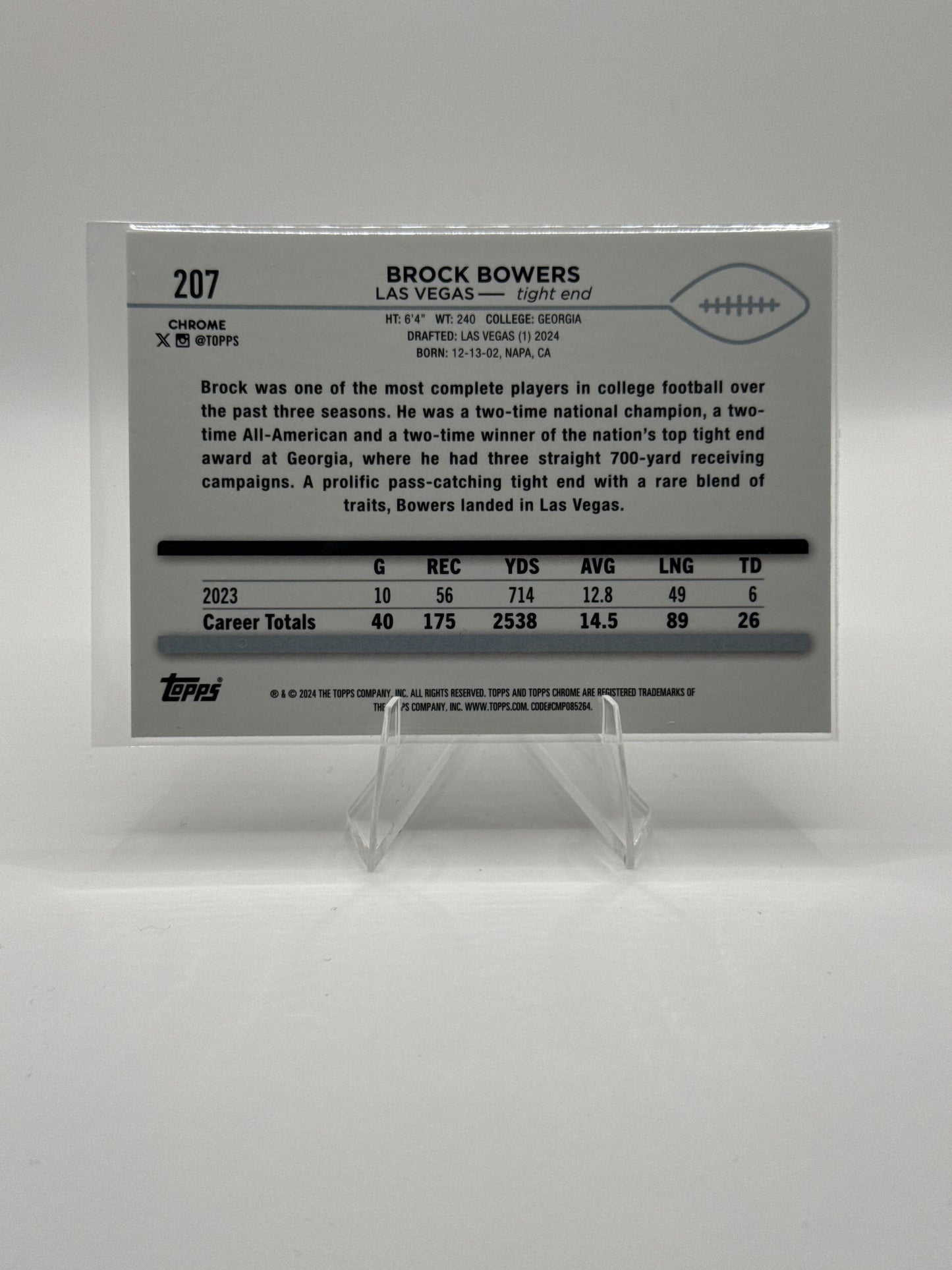 Brock Bowers (Rookie) #207 Prizm Refractor