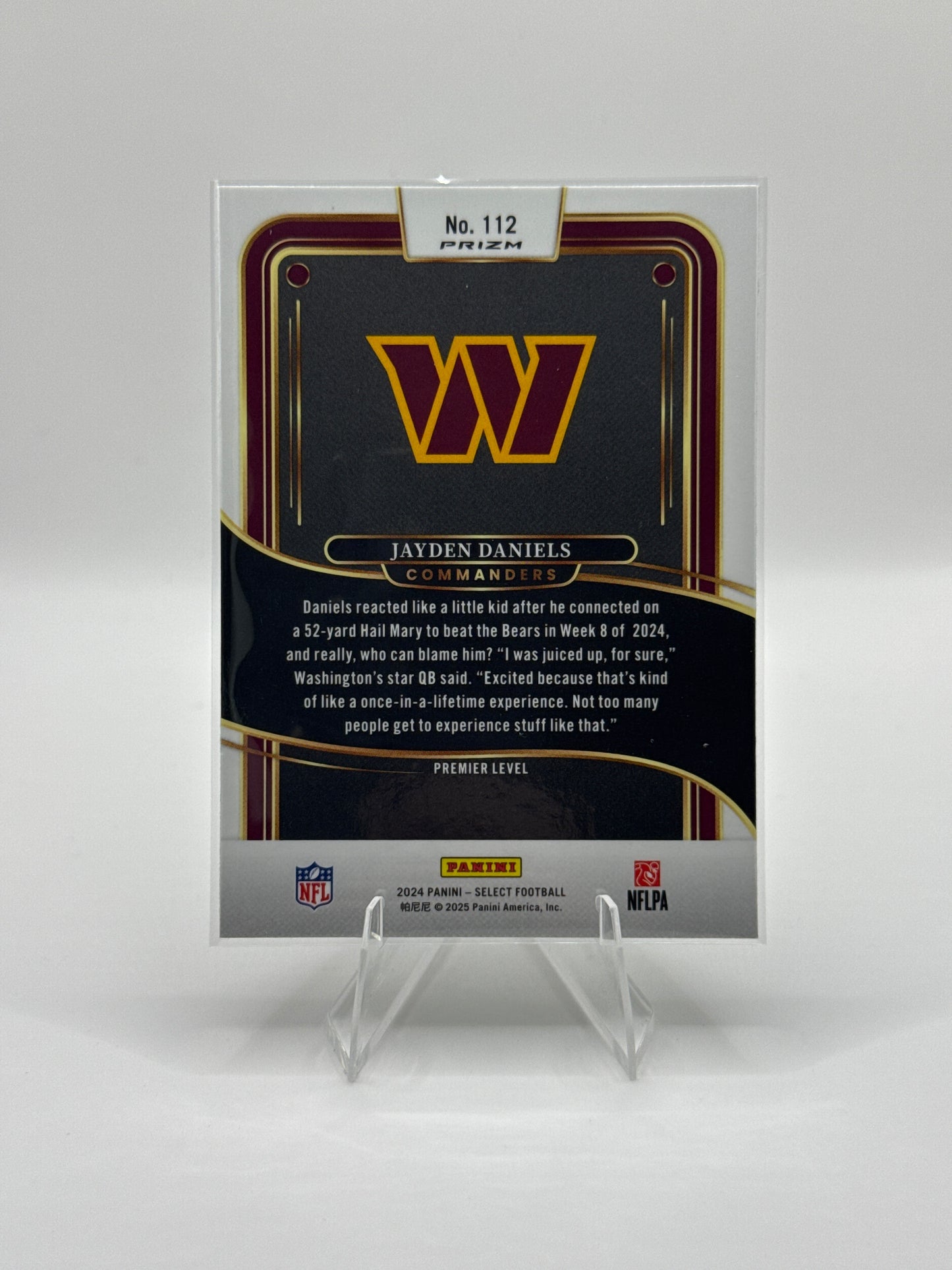 Jayden Daniels (Rookie) #112 Black Green Prizm Shock Premier Level
