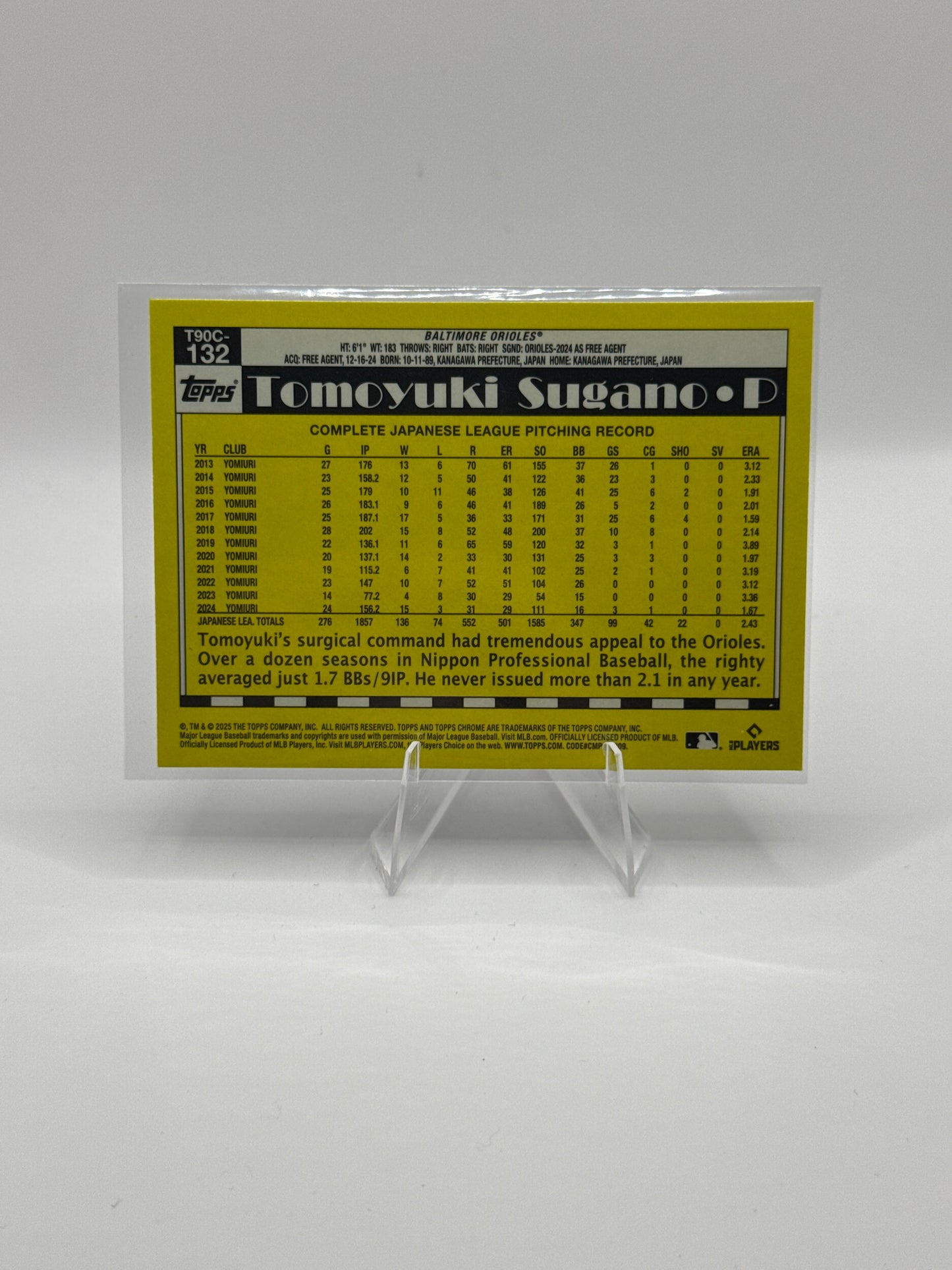 Tomoyuki Sugano (Rookie) #T90C-132