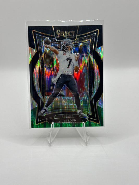 C.J. Stroud #42 Black Green Prizm Shock Concourse Level 2024 Panini - Select Football