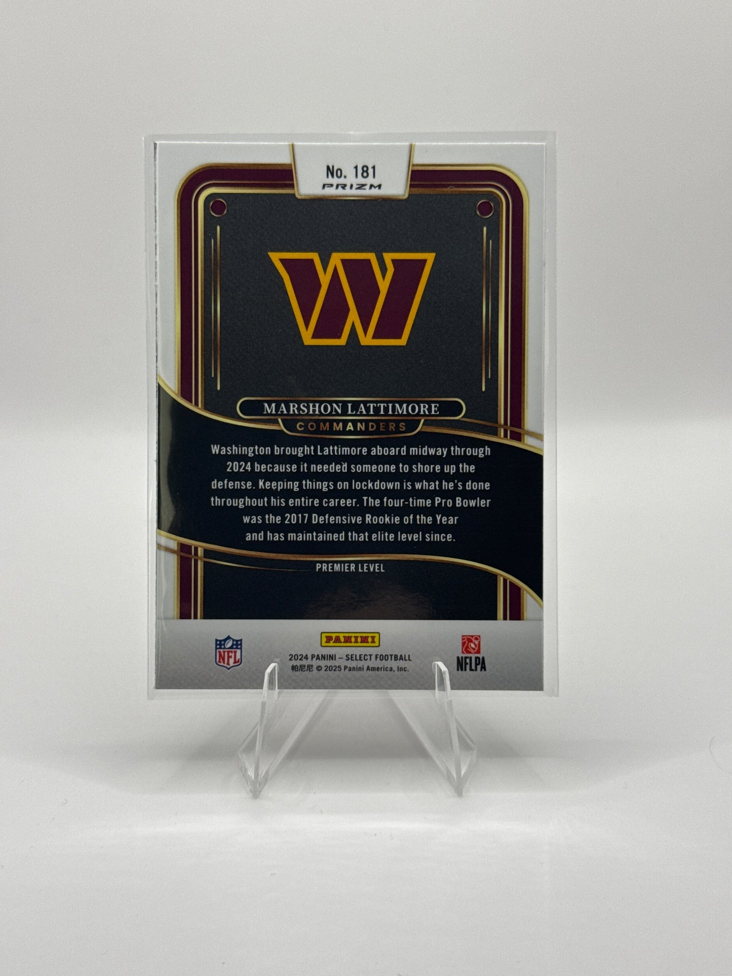 Marshon Lattimore #181 Red Black Prizm Shock Premier Level