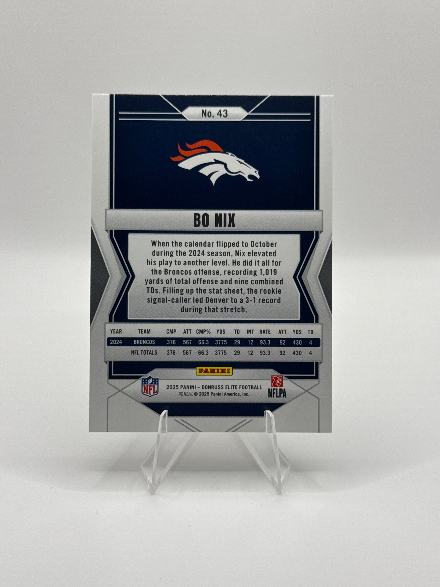 Bo Nix #43 BENT TOP CORNER