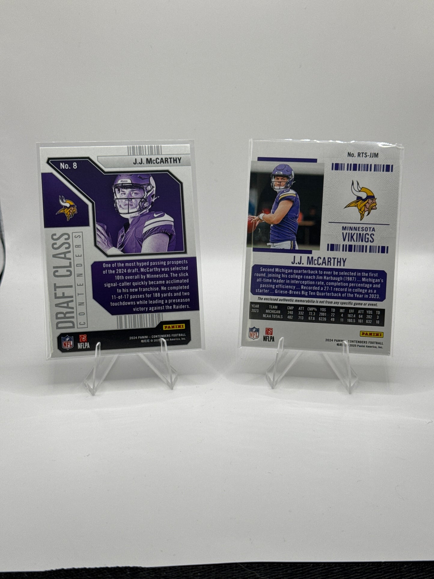 JJ McCarthy (Rookie) Draft Class #8 and Rookie Ticket Patch #RTS-JJM
