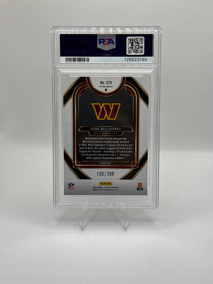 Luke McCaffrey (Rookie) #279 Orange Shock 139/399 - PSA 10 POP 1