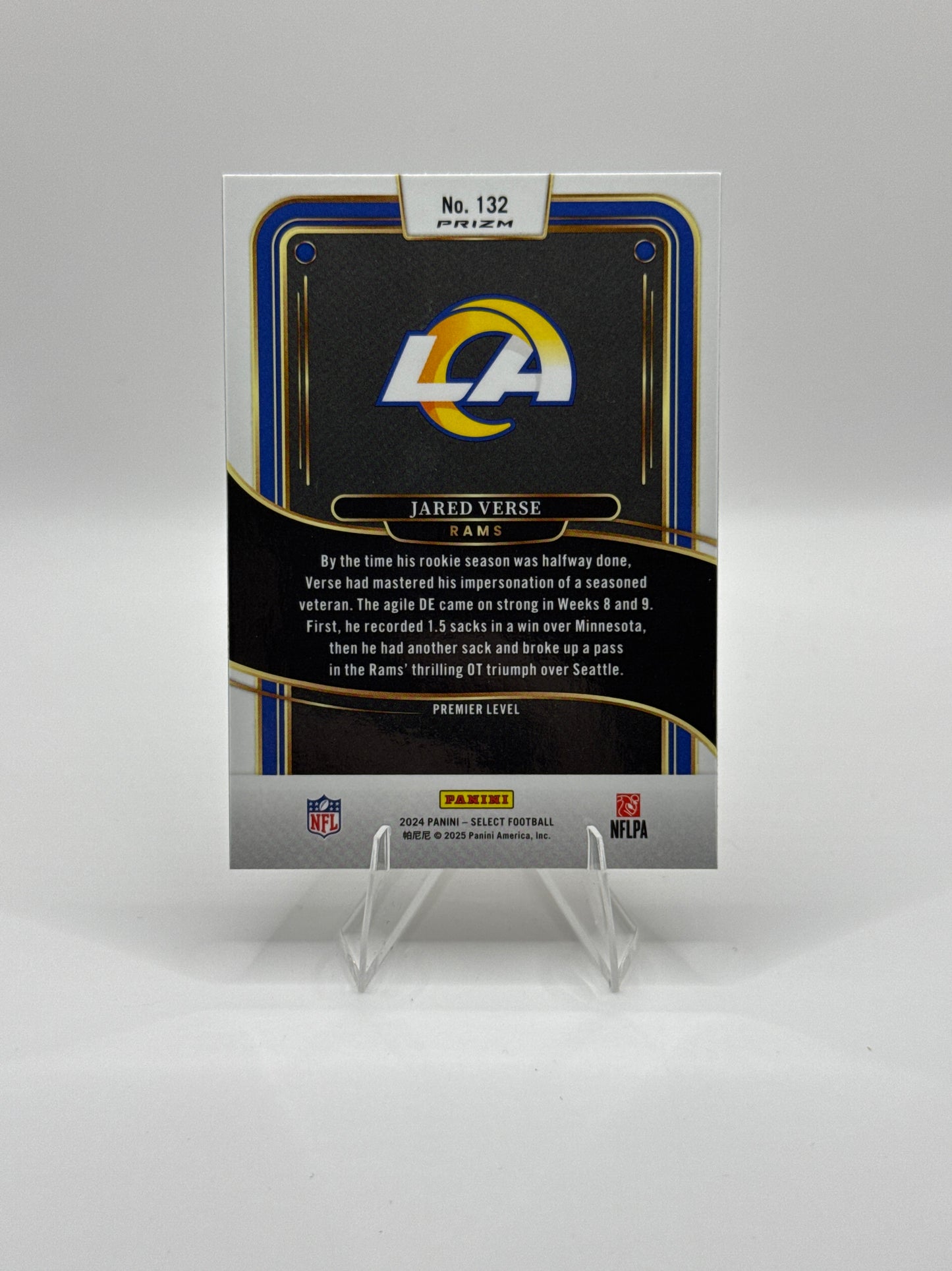 Jared Verse (Rookie) #132 Red Blue Prizm Shock Premier Level 2024 Panini - Select Football