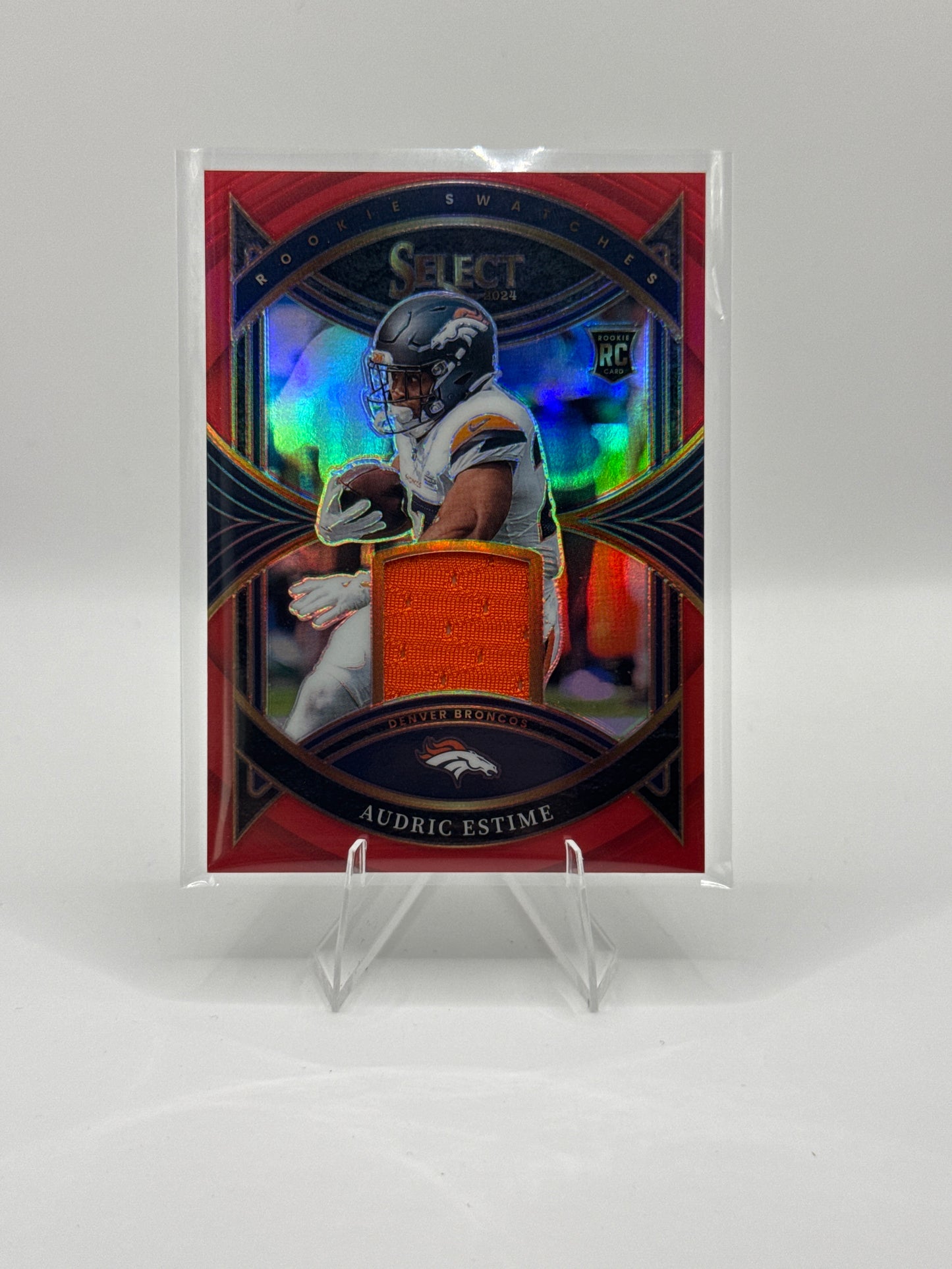 Audric Estime (Rookie) #RS-AEE Red Prizm Rookie Swatches