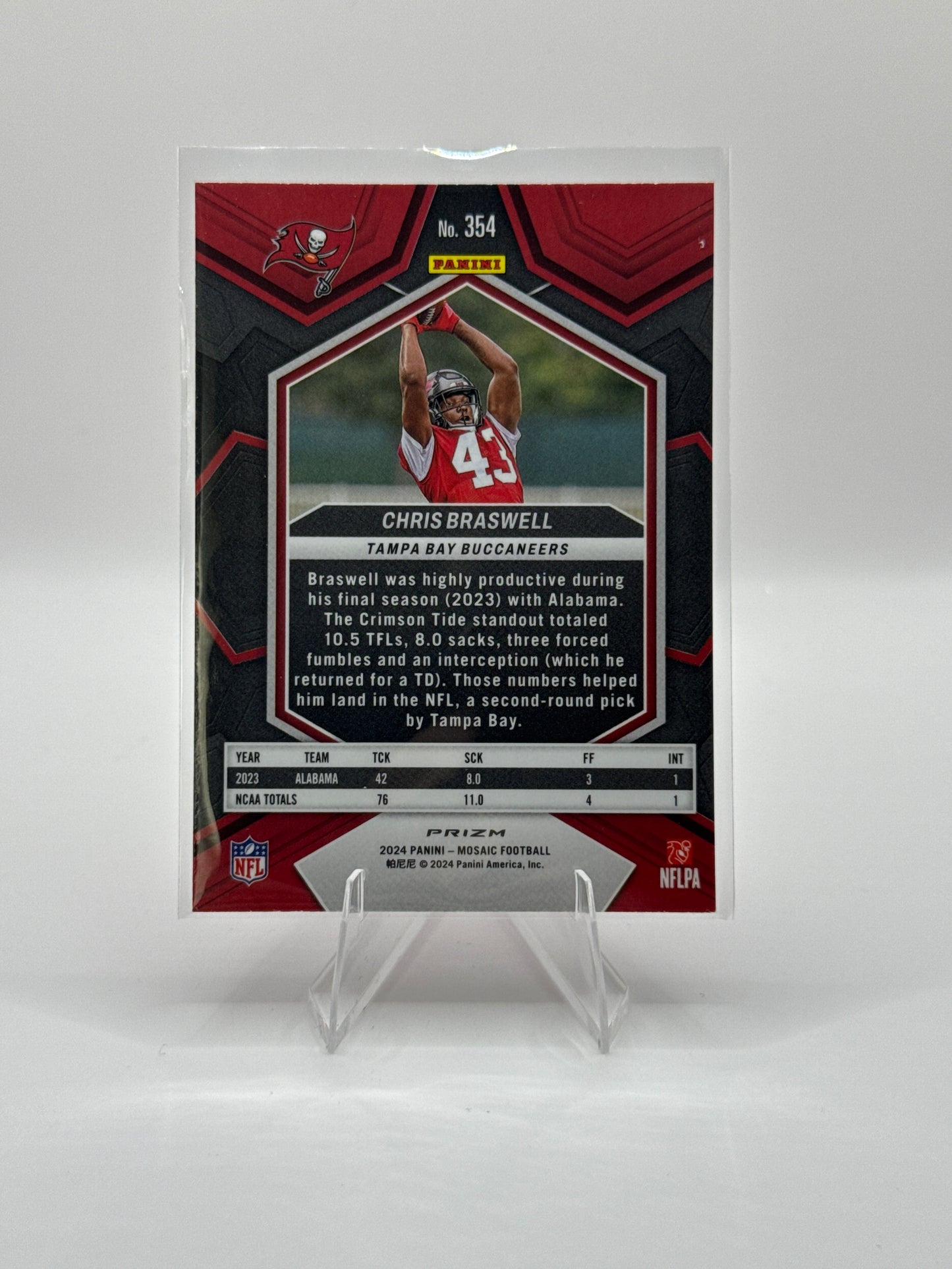 Chris Braswell (Rookie) #354 Pink Camo Prizm 2024 Panini - Mosaic Football