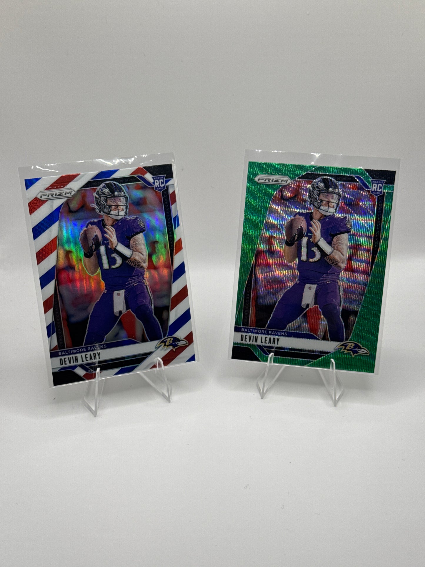 Devin Leary (Rookie) #327 Green Hyper & Red White and Blue