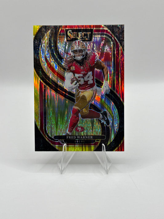 Fred Warner #157 Red Yellow Prizm Shock Premier Level 2024 Panini - Select Football