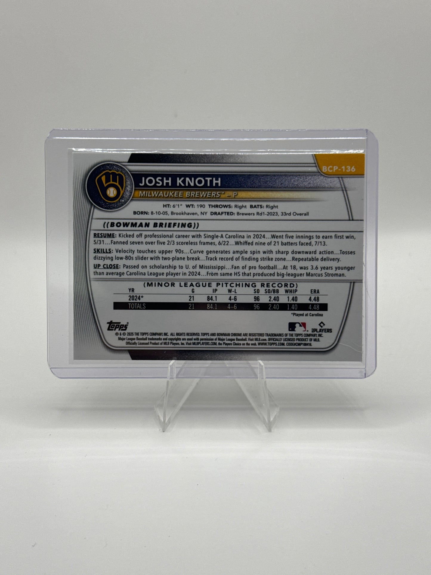 Josh Knoth #BCP-136 Bowman Chrome Prospects