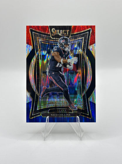 Nico Collins #86 Red Blue Prizm Shock Concourse Level 2024 Panini - Select Football