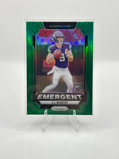 J.J. McCarthy (Rookie) #9 Emergent Green 2024 Panini - Prizm Football