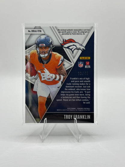 Troy Franklin Rising Rookies #RRAJ-TFN Tri-Colored Patch Autograph 13/49