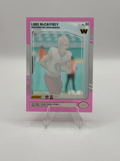 Luke McCaffrey Rated Rookie #80 Clearly Donruss Pink