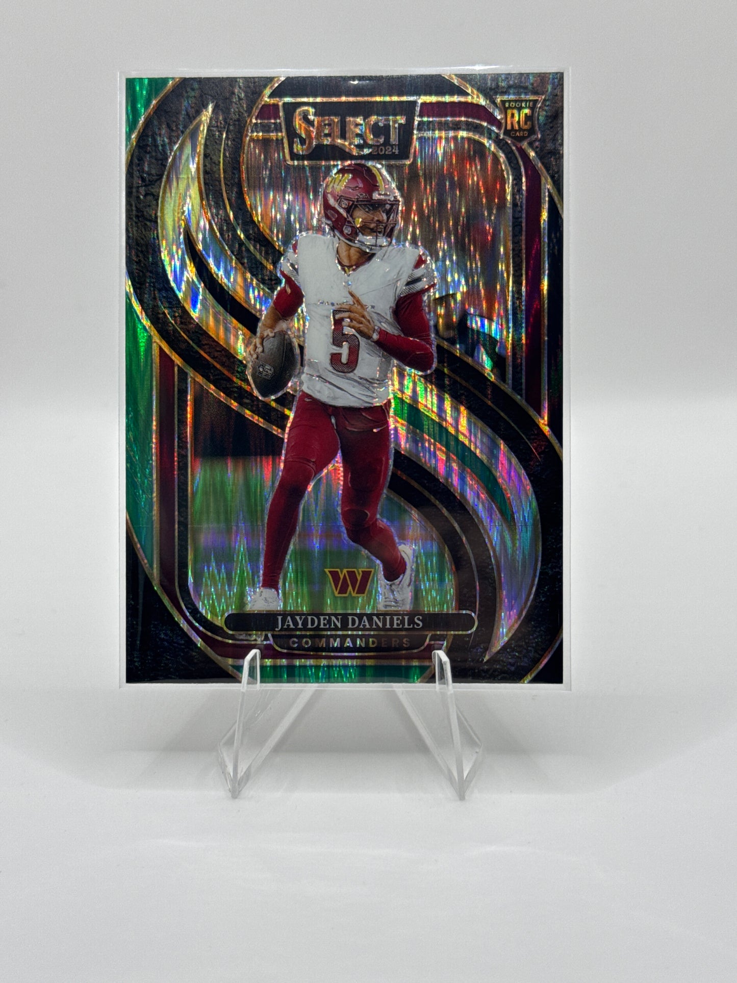 Jayden Daniels (Rookie) #112 Black Green Prizm Shock Premier Level