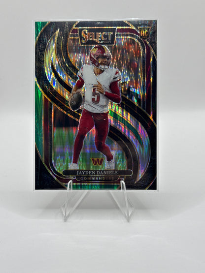 Jayden Daniels (Rookie) #112 Black Green Prizm Shock Premier Level