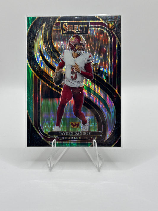 Jayden Daniels (Rookie) #112 Black Green Prizm Shock Premier Level