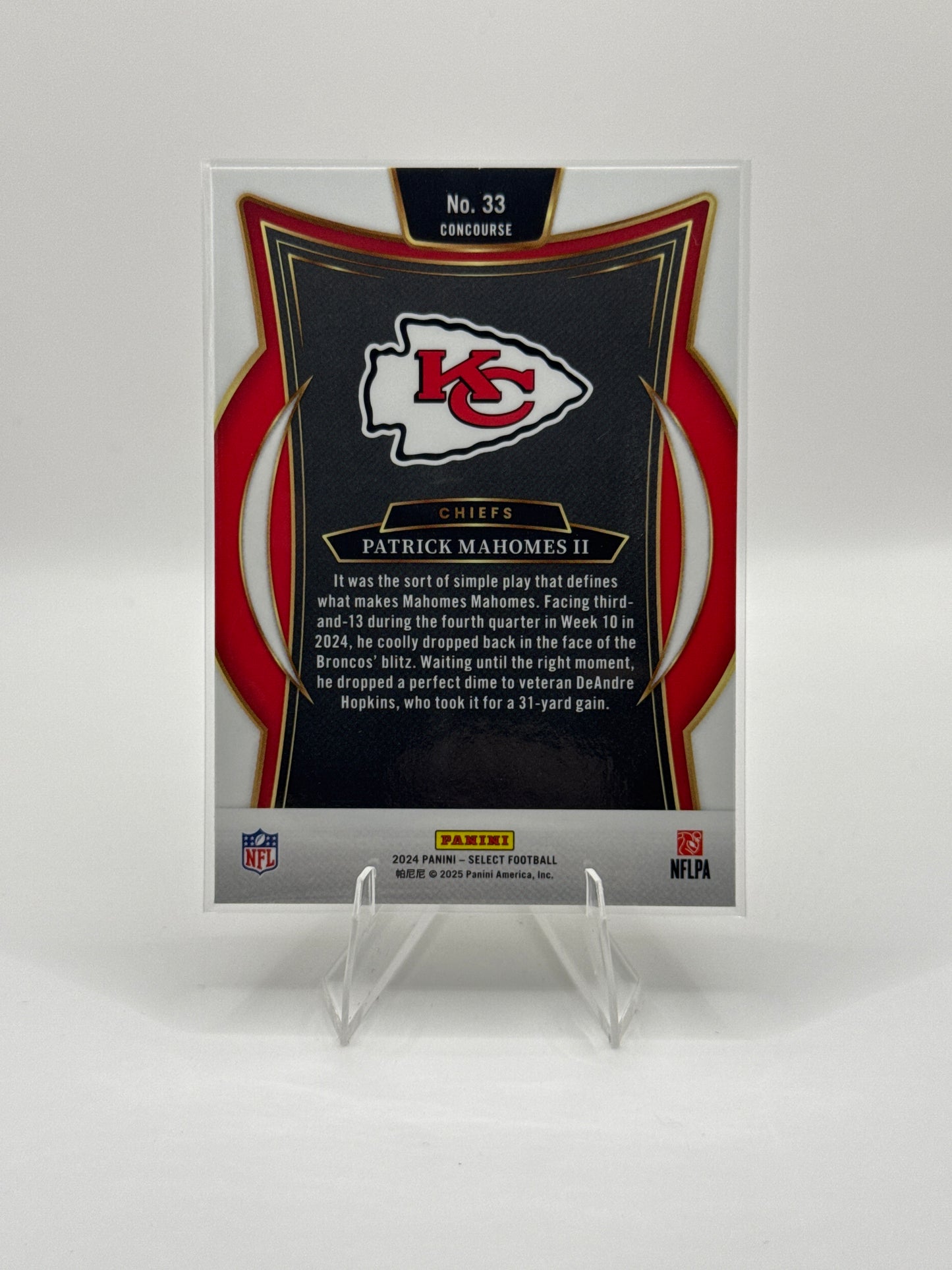 Patrick Mahomes #33 Concourse Level 2024 Panini - Select Football