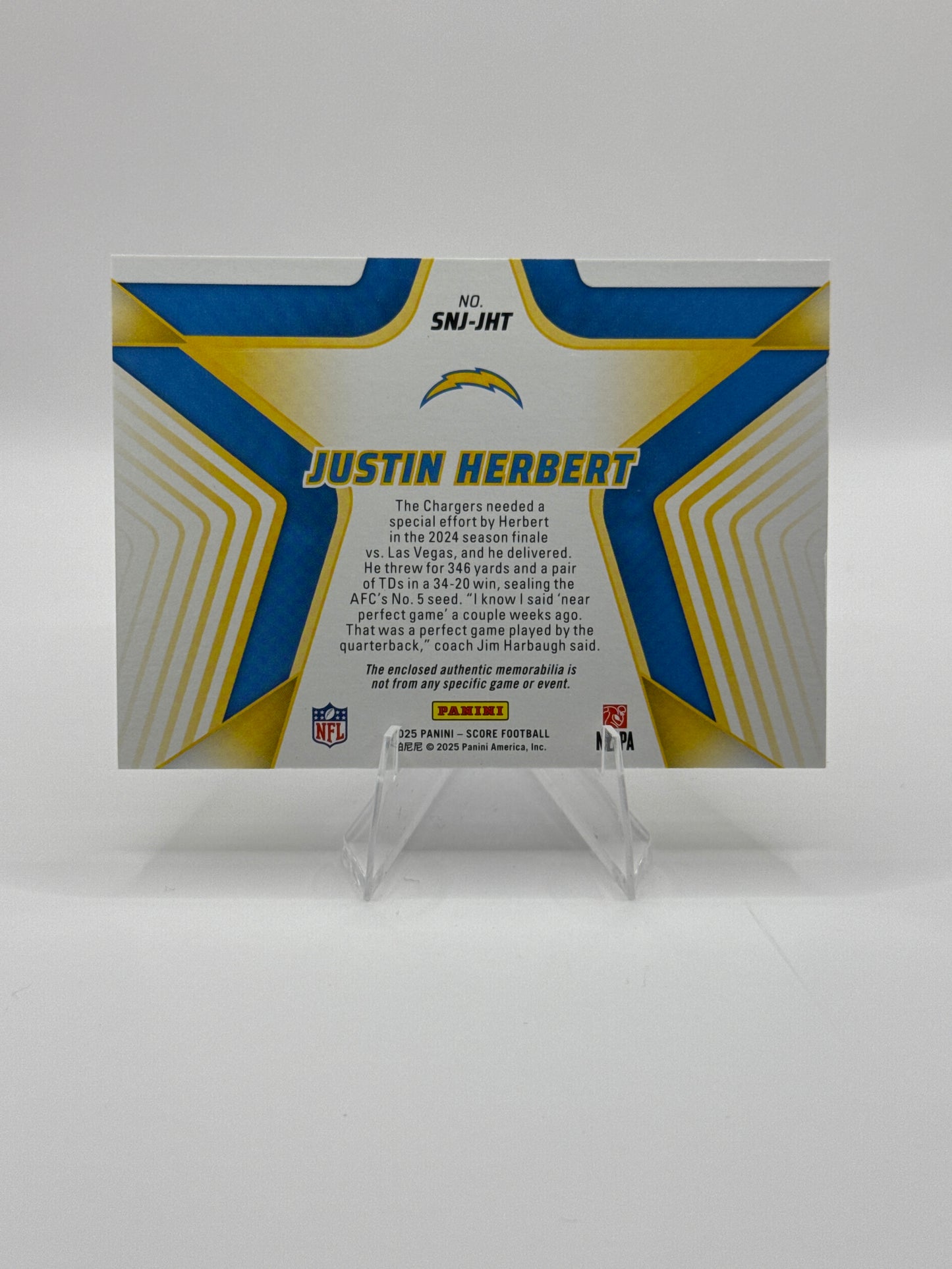 Justin Herbert #SNJ-JHT Stars of the NFL 2025 Panini - Score Football