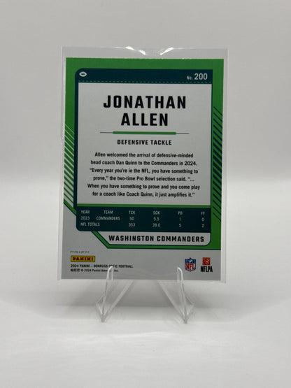 Jonathan Allen #200 Holo 2024 Panini - Donruss Optic Football