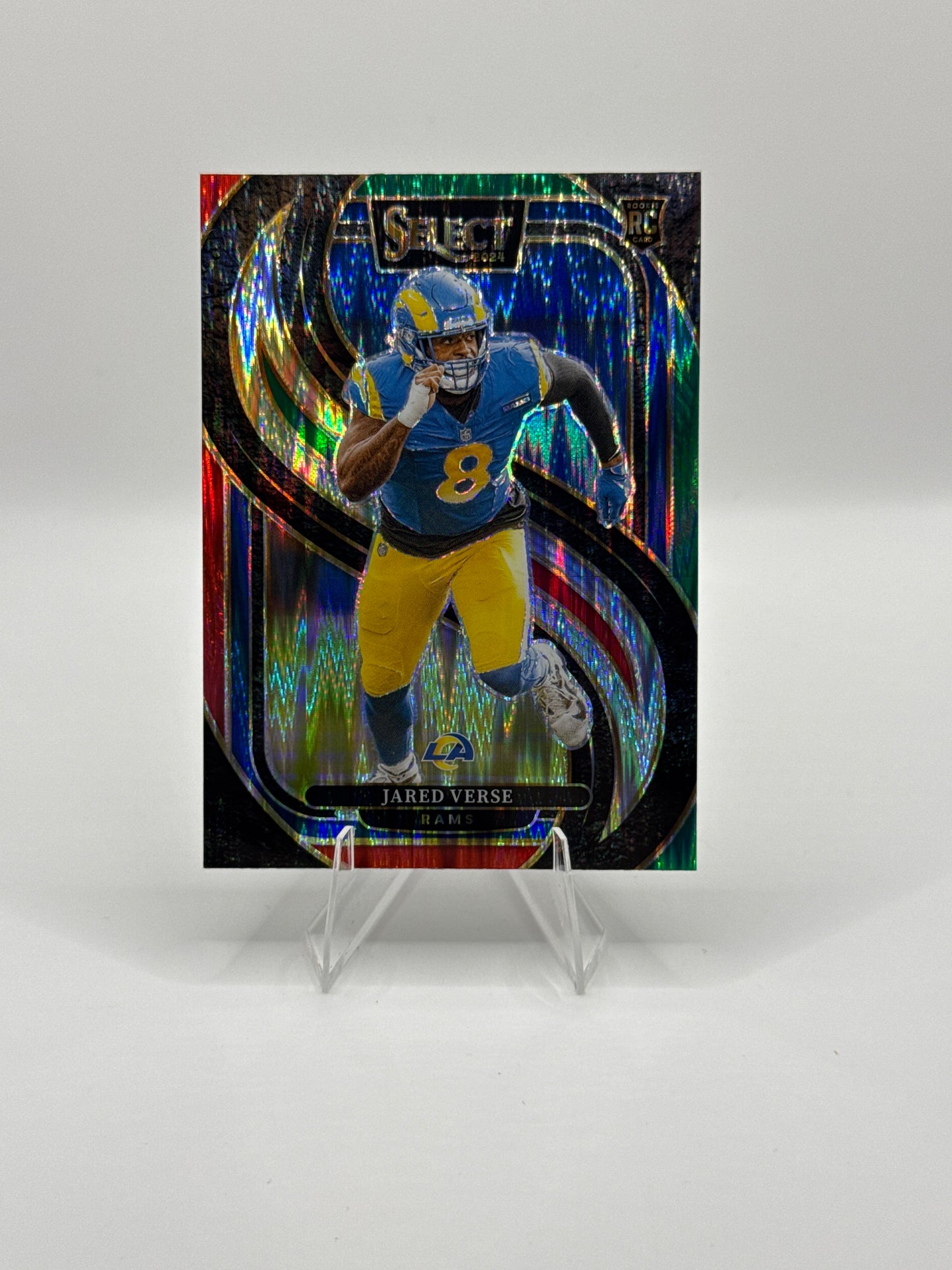 Jared Verse (Rookie) #132 Green Red Prizm Shock Premier Level 2024 Panini - Select Football