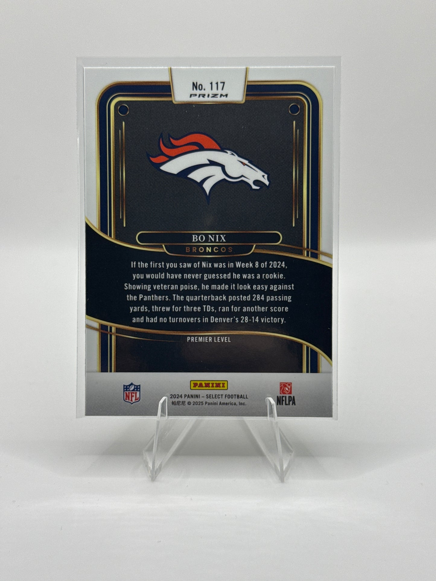 Bo Nix (Rookie) #117 Red Black Prizm Shock Premier Level