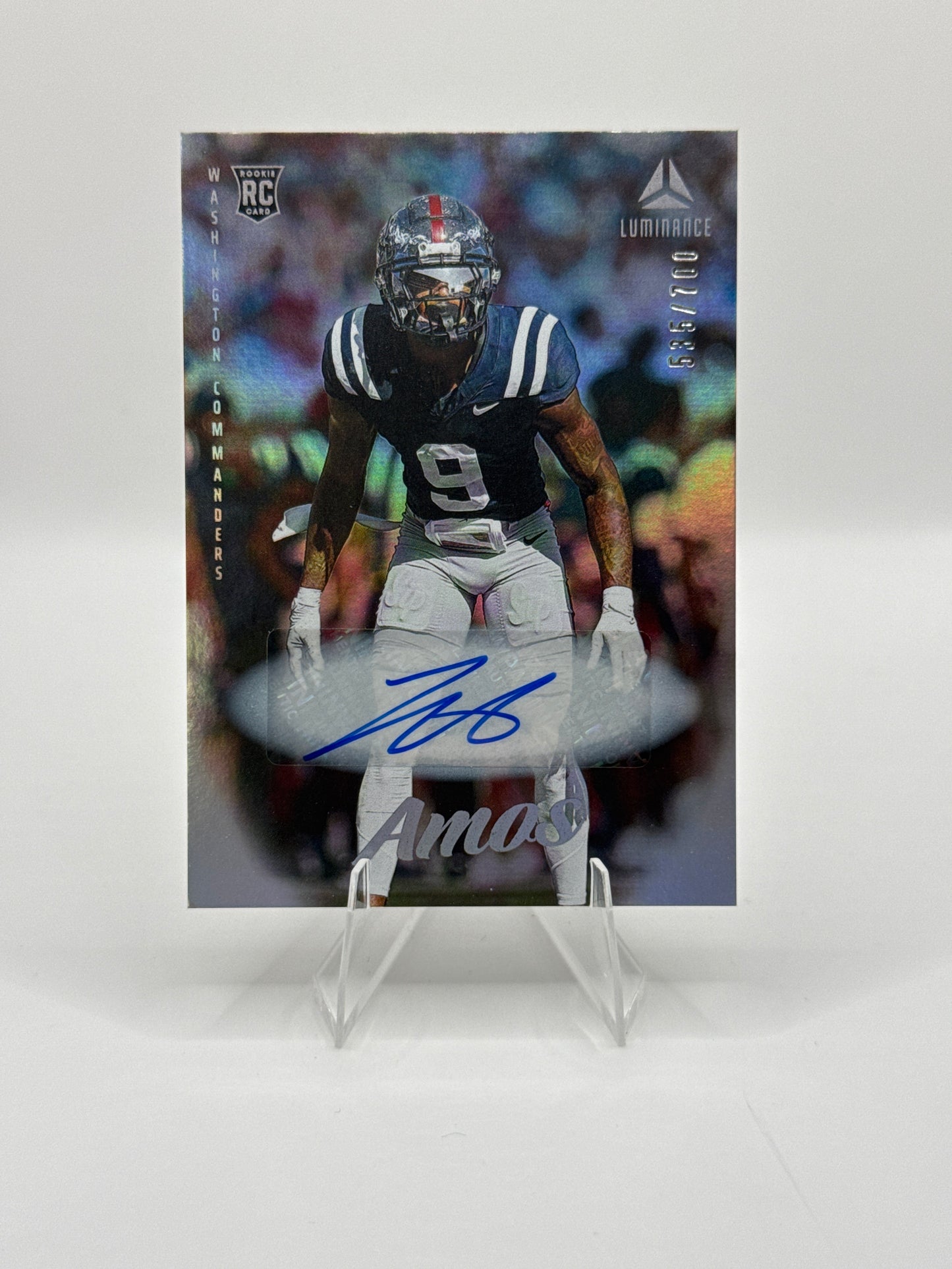 Trey Amos (Rookie) #163 Silver Auto 535/700 2025 Panini - Luminance Football