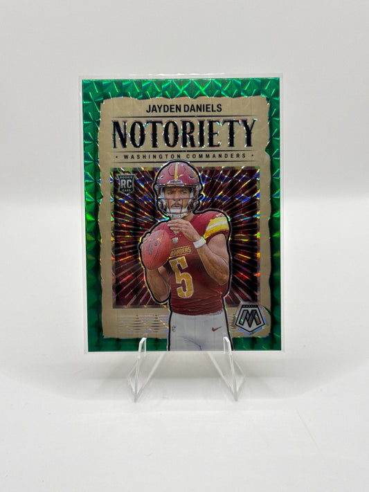 Jayden Daniels (Rookie) #19 Notoriety Green Mosaic Prizm 2024 Panini - Mosaic Football