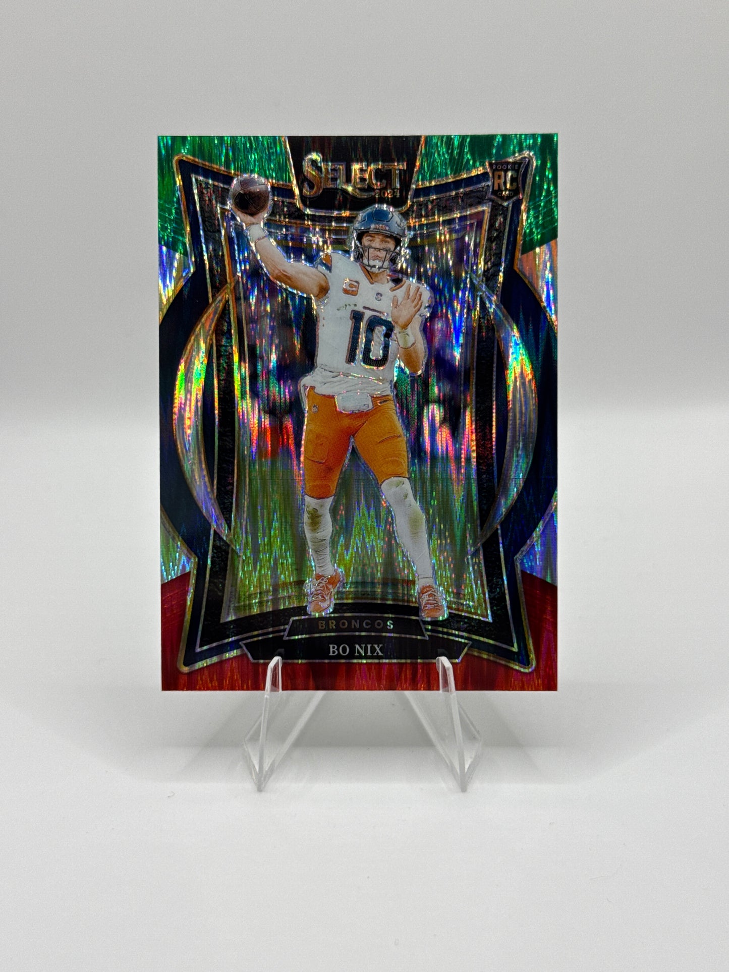 Bo Nix Rookie #30 Green Red Prizm Shock Concourse Level