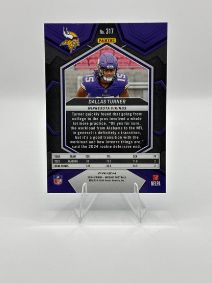 Dallas Turner (Rookie) #317 Blue Reactive 2024 Panini - Mosaic Football