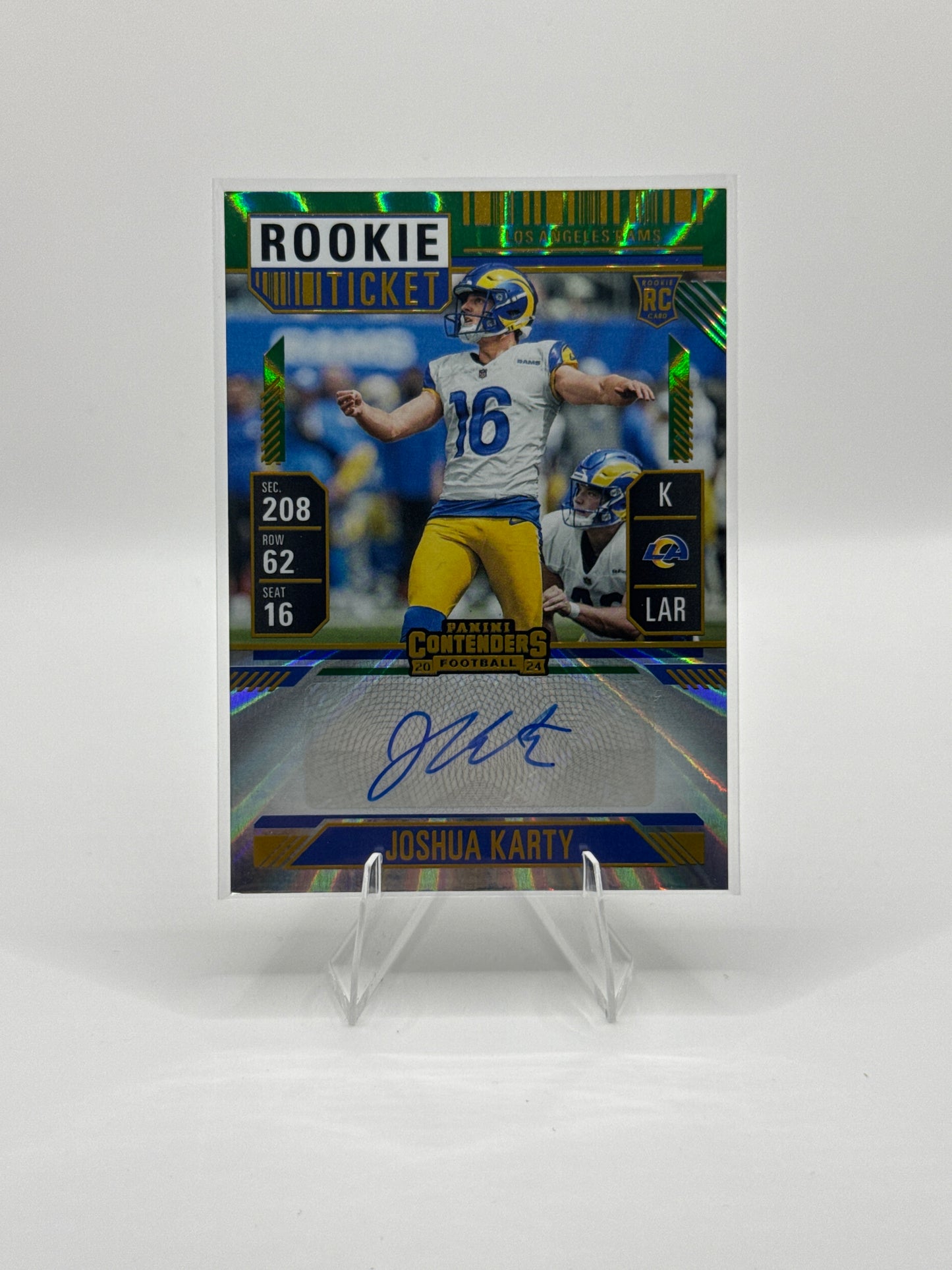 Joshua Karty (Rookie) #245 Green Rookie Ticket Autograph 2024 Panini - Contenders