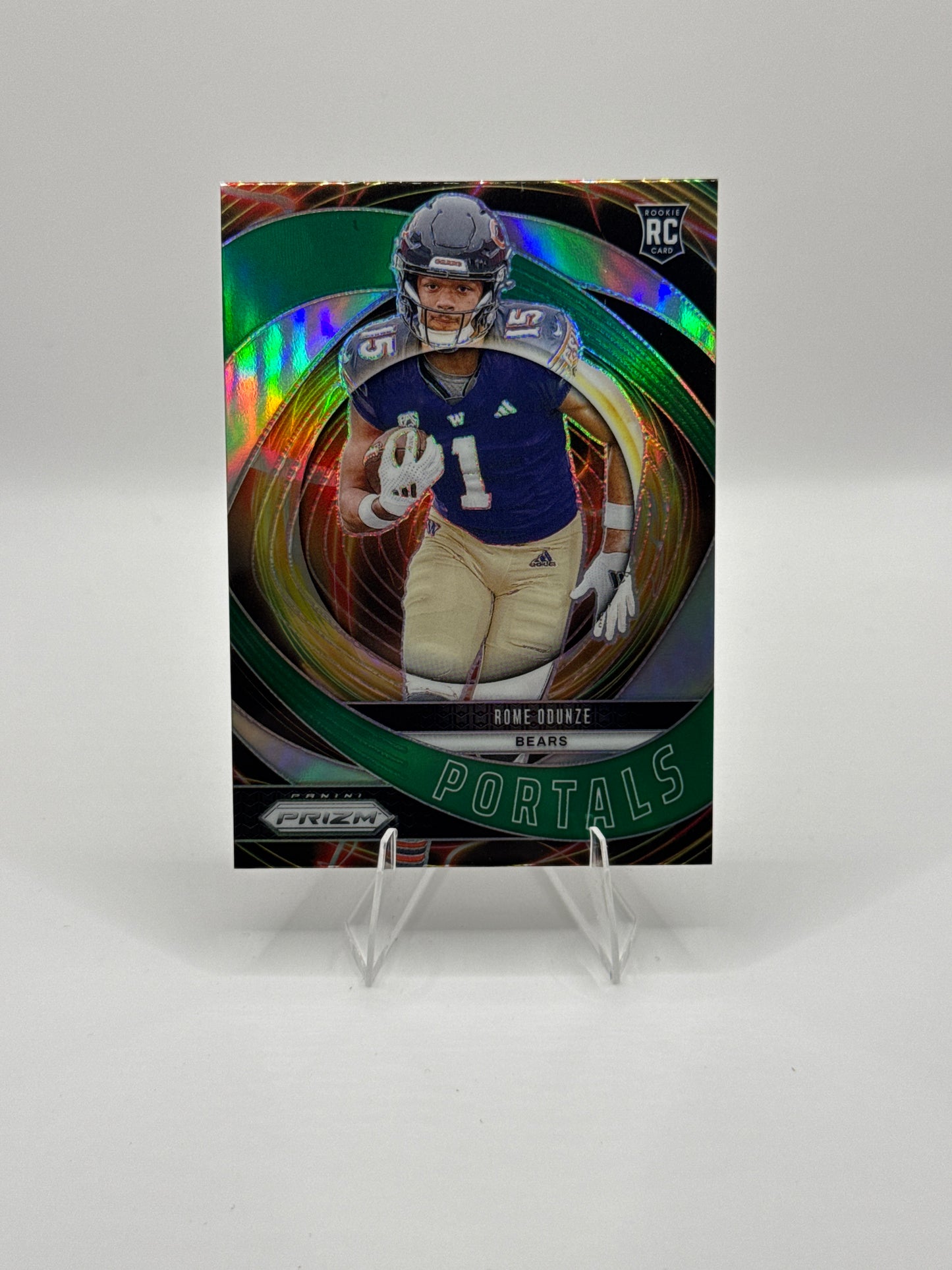 Rome Odunze (Rookie) #9 Green Portals 2024 Panini - Prizm
