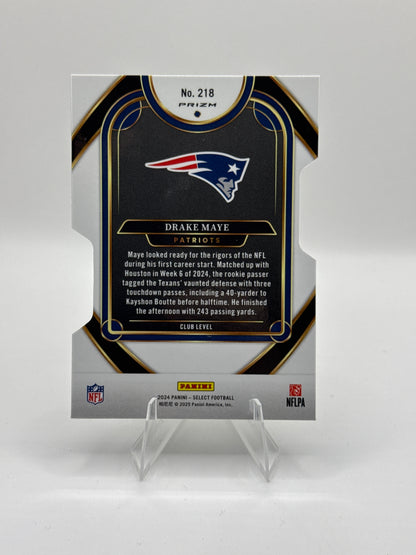 Drake Maye (Rookie) #218 Silver Prizm Die-Cut Club Level 2024 Panini - Select Football