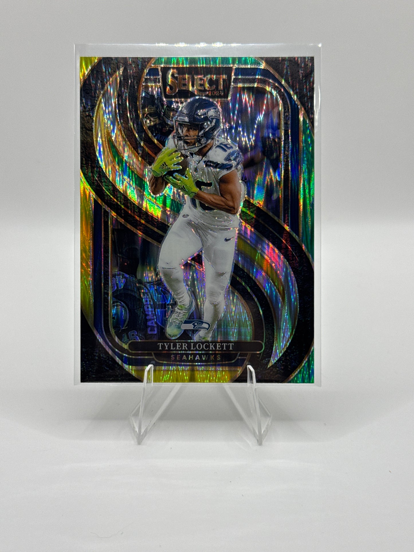 Tyler Lockett #199 Green Yellow Prizm Shock Premier Level 2024 Panini - Select Football