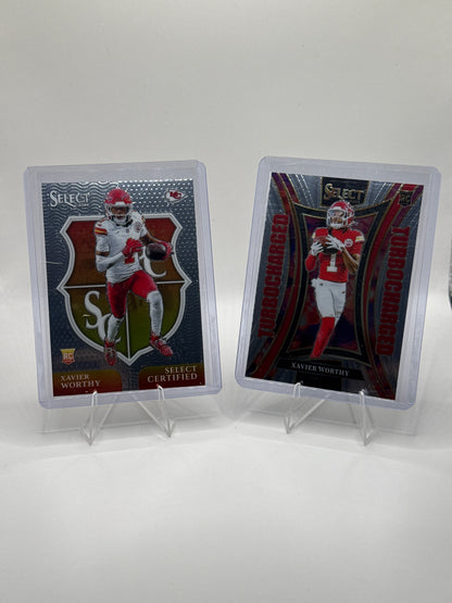 Xavier Worthy (Rookie) #8 Select Certified and #14 Turbocharged 2024 Panini - Select Football