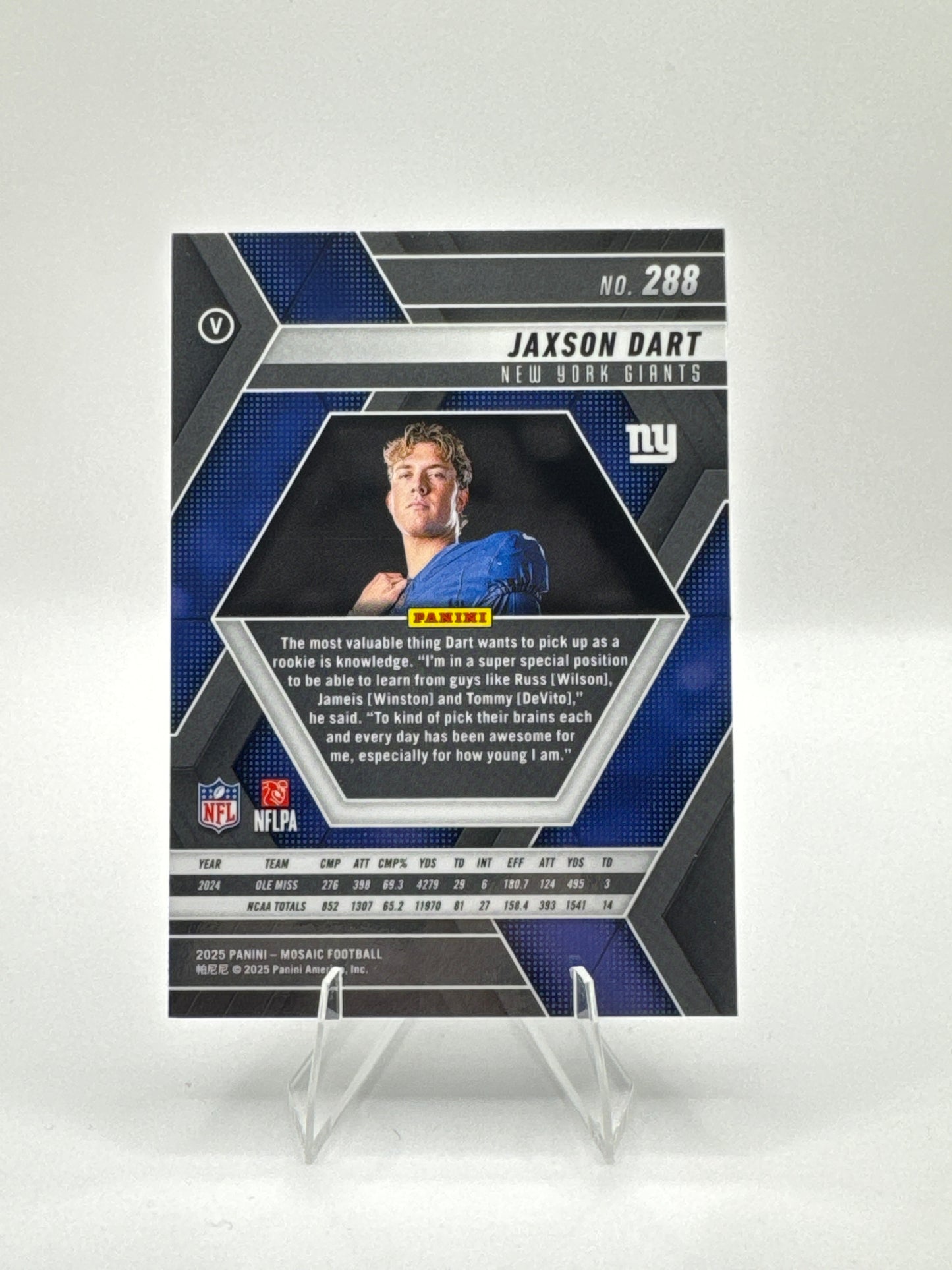 Jaxson Dart (Rookie) #288 Variation 2025 Panini - Mosaic Football