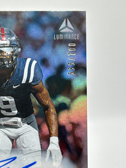 Trey Amos (Rookie) #163 Silver Auto 535/700 2025 Panini - Luminance Football