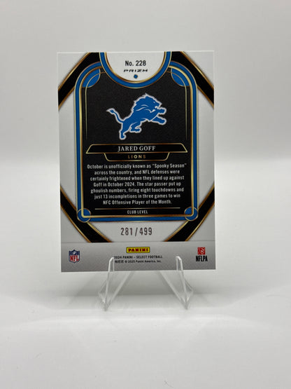 Jared Goff #228 Green Shock Prizm Club Level 281/499