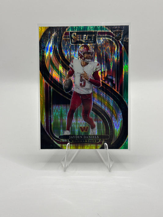 Jayden Daniels (Rookie) #112 Green Yellow Prizm Shock Premier Level